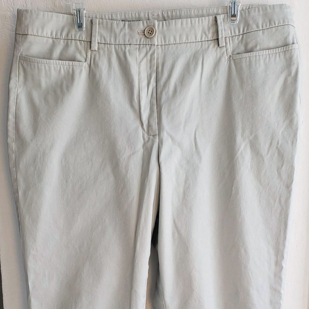 Talbot's Perfect Skimmer Capri Crop Khaki Tan Pockets Button Accents Size 14